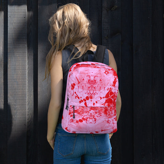 Red & Pink Scan Print Backpack