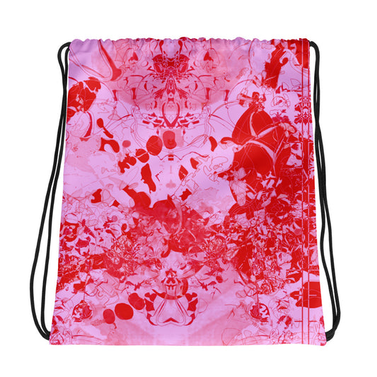 Red & Pink Scan Drawstring bag